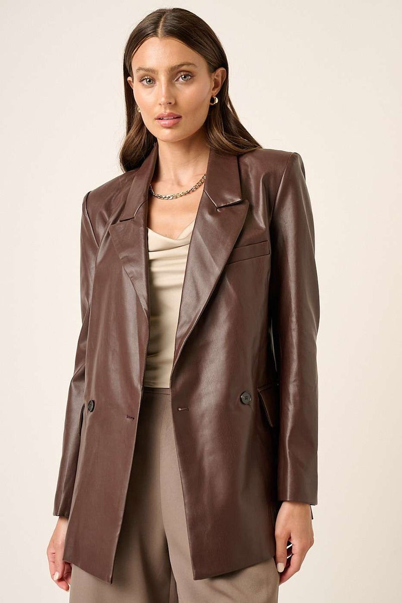 Boss Babe Faux Leather Blazer