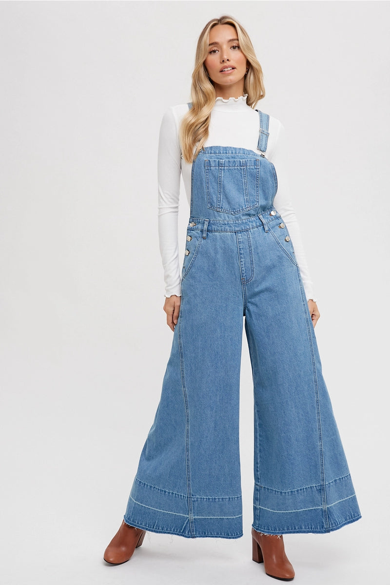 Harmony Denim Wide Leg Overalls