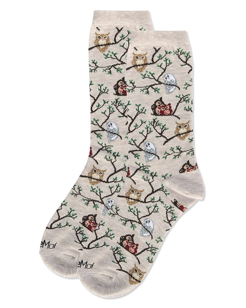 Women's Owls Bamboo Crew Socks