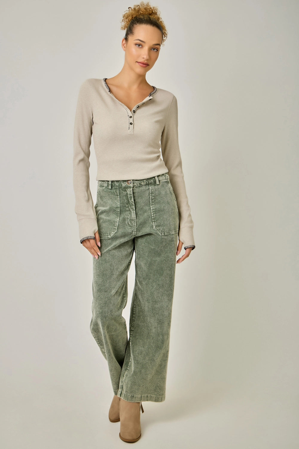 The Blanket Stitched Henley Top