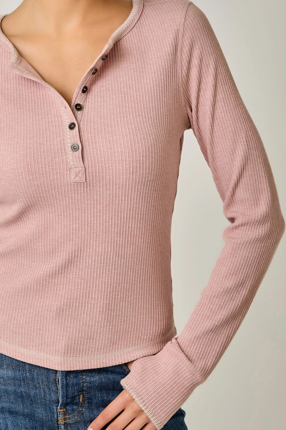 The Blanket Stitched Henley Top