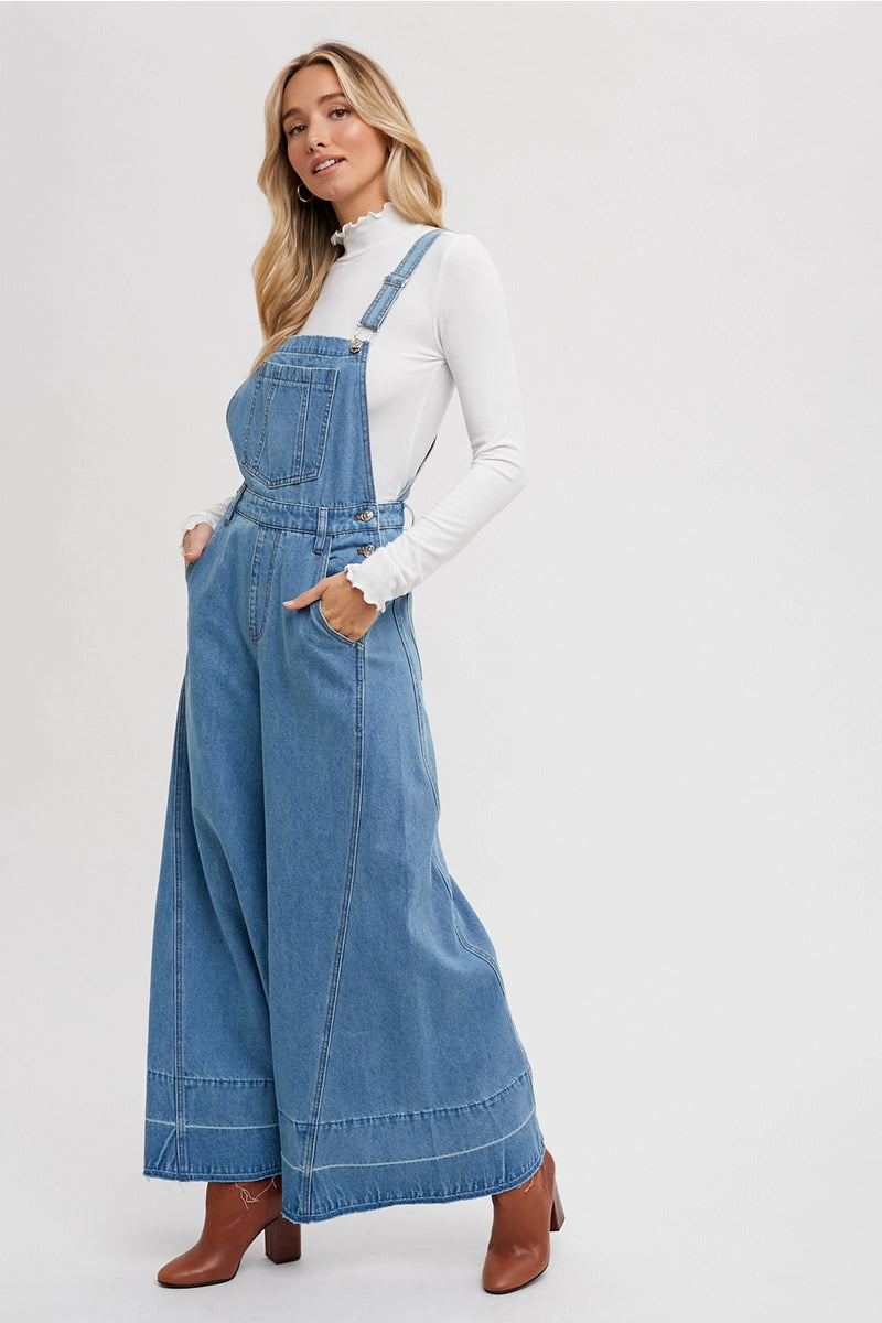 Harmony Denim Wide Leg Overalls