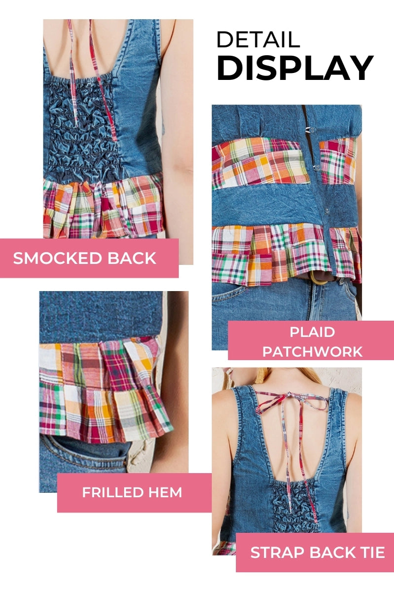 Meadow Muse Denim Plaid Top