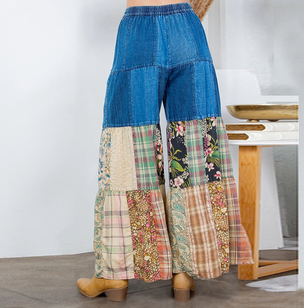 Boho Tiered Patchwork Pants