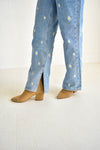 DAISY EMBROIDERED HIGH-RISE STRAIGHT JEAN