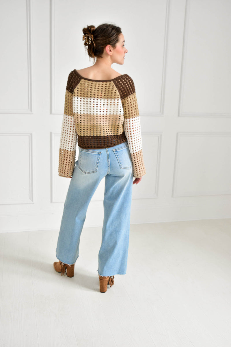 Color-Block Crochet Sweater