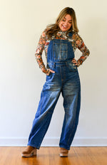 overalls, free people inspired, free people dupe, denim, barrel leg, hippie 