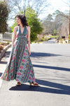 silk dress, maxi dress, halter dress, long dress, Cienna Designs, Australian designer, resort wear, patterned silk, boho fashion, boho, boho chic, bohemian