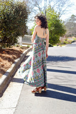 silk dress, maxi dress, halter dress, long dress, Cienna Designs, Australian designer, resort wear, patterned silk, boho fashion, boho, boho chic, bohemian