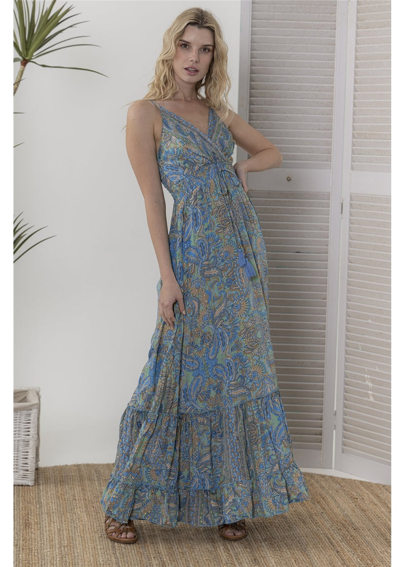 silk dress, maxi dress, sleeveless dress, long dress, Cienna Designs, Australian designer, resort wear, patterned silk, boho fashion, boho, boho chic, bohemian