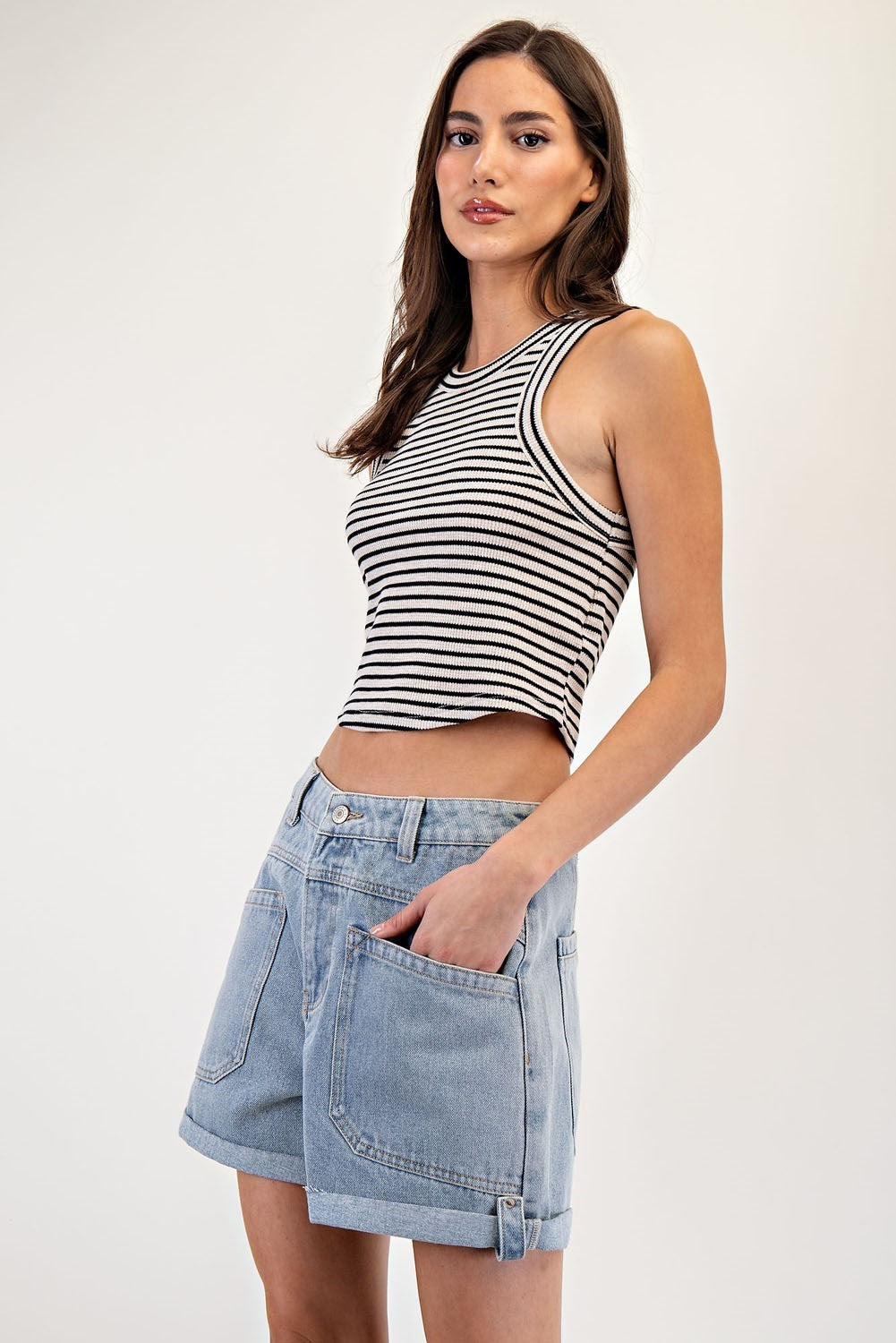 denim shorts, free people dupe, wide leg shorts, folded hem shorts