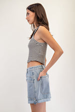 denim shorts, free people dupe, wide leg shorts, folded hem shorts