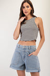 denim shorts, free people dupe, wide leg shorts, folded hem shorts