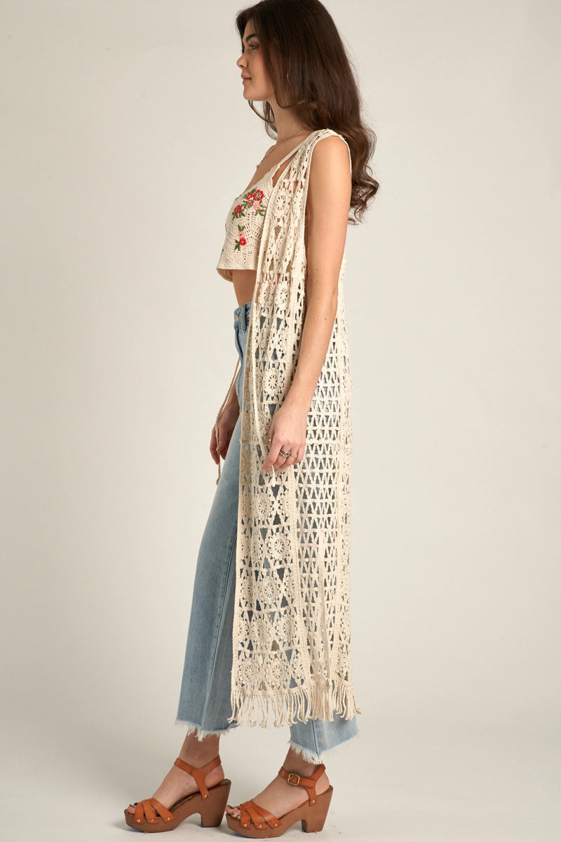 Festival Long Crochet Vest