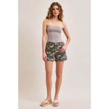 Camo Stretch Mid Rise Shorts