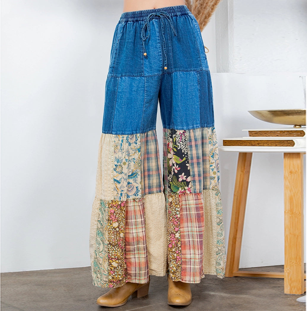 Boho Tiered Patchwork Pants