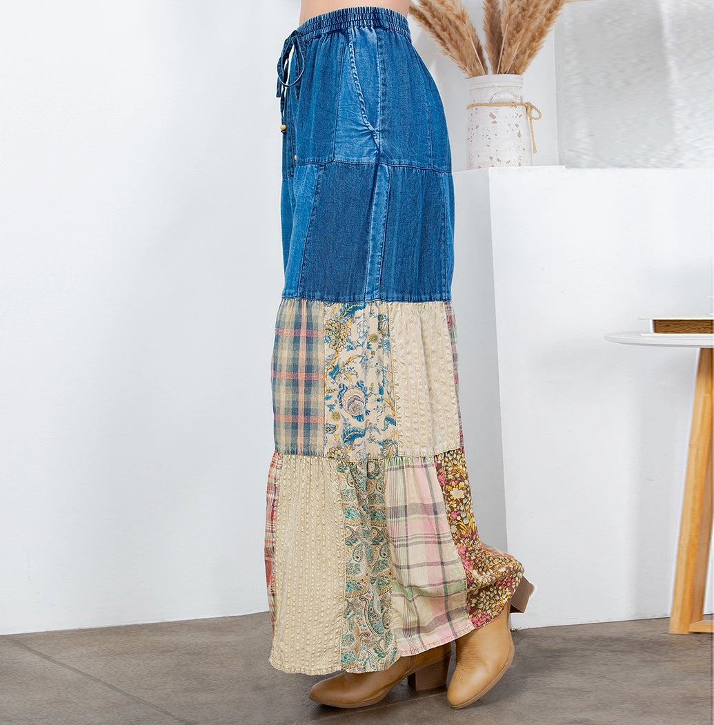 Boho Tiered Patchwork Pants