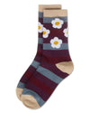 Flower Pop Stripe Dimensional Crew Socks