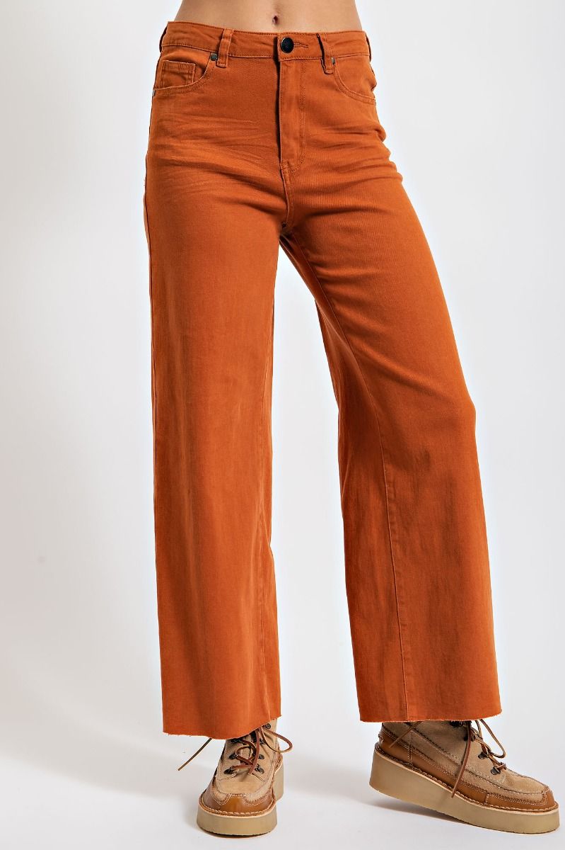 wide leg crop pant, boho fashion, orange pants