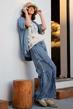 Self Fringe Denim Pants