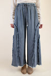 Self Fringe Denim Pants