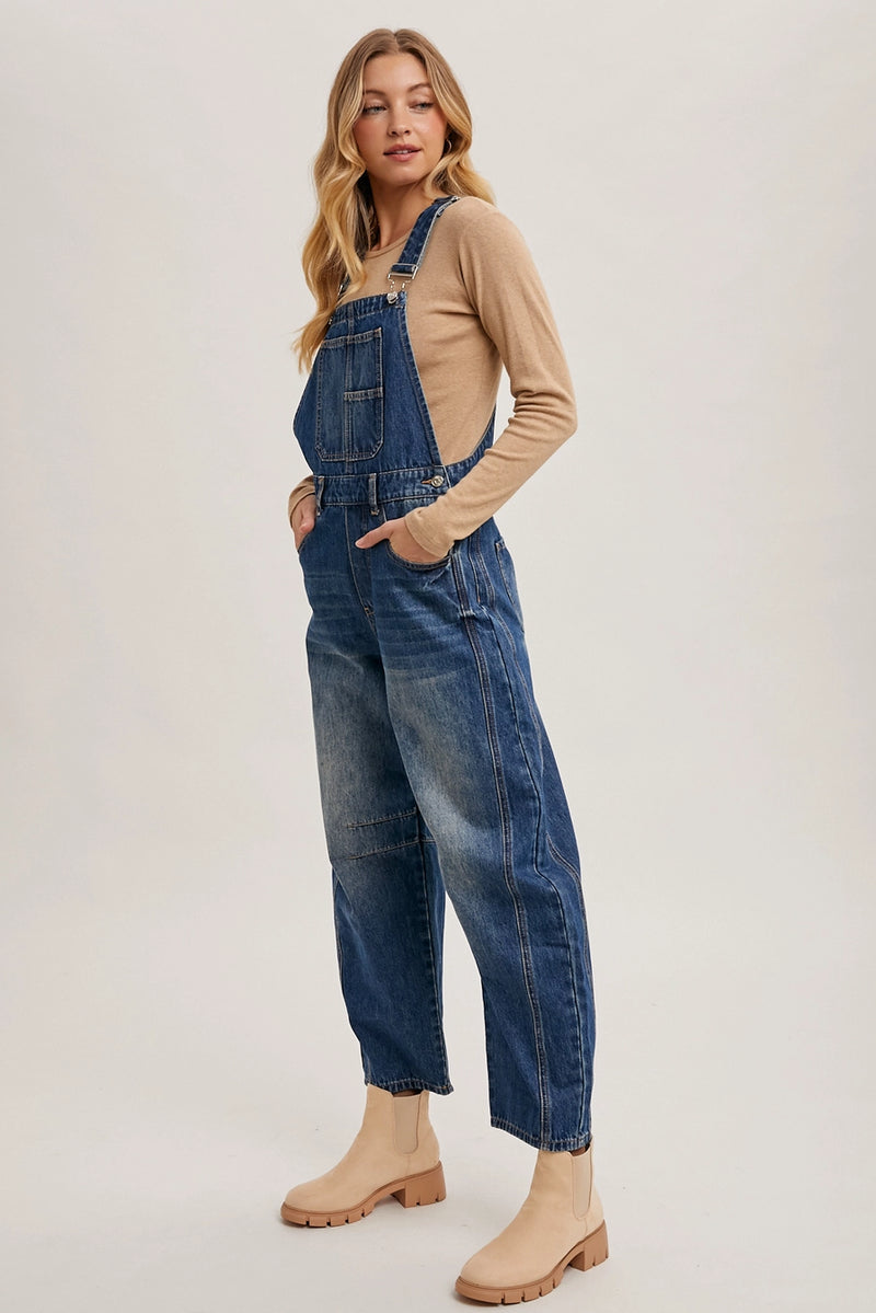 Living Life Barrel Leg Overalls