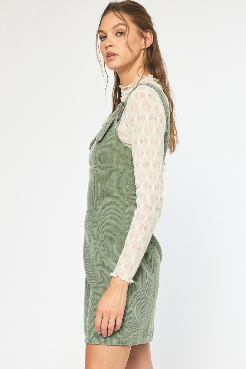 Buckle Up Corduroy Mini Dress