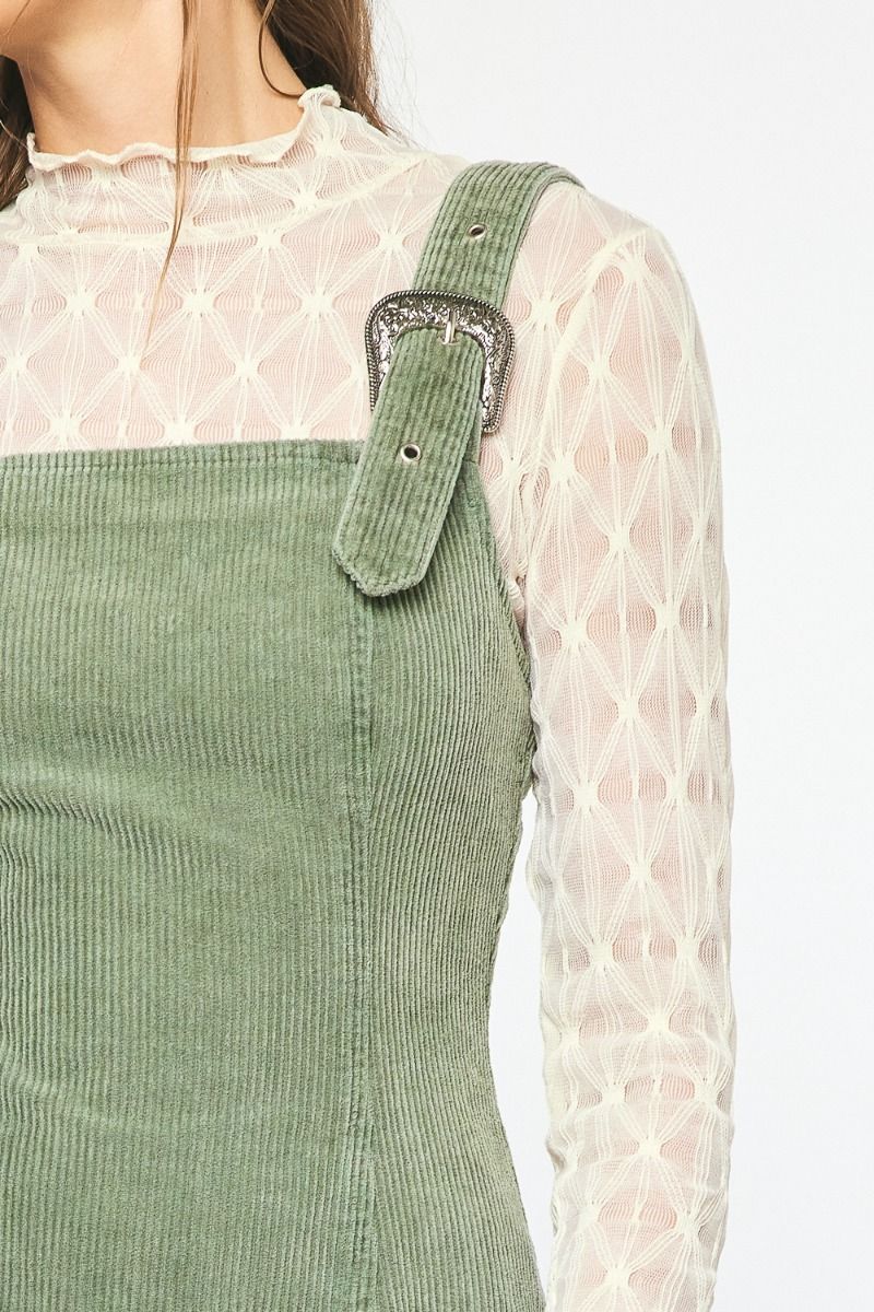 Buckle Up Corduroy Mini Dress