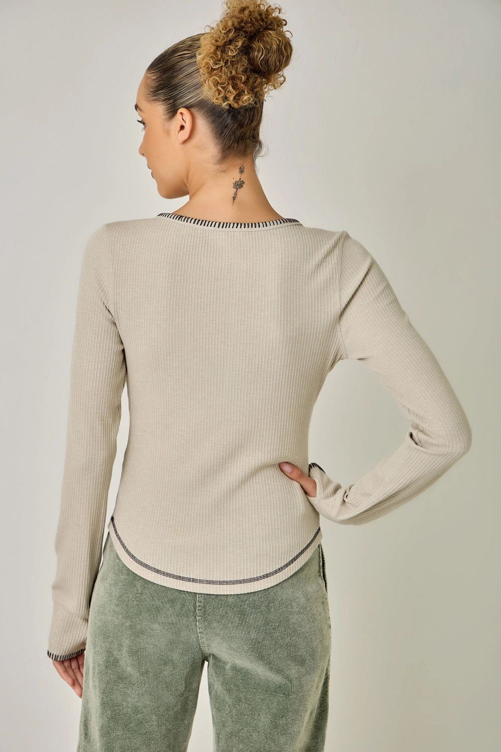 The Blanket Stitched Henley Top