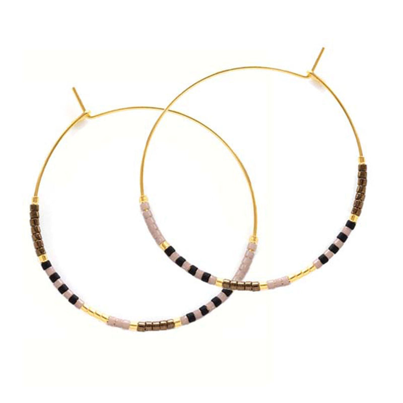 Japanese Seed Bead Hoops - Chocolate