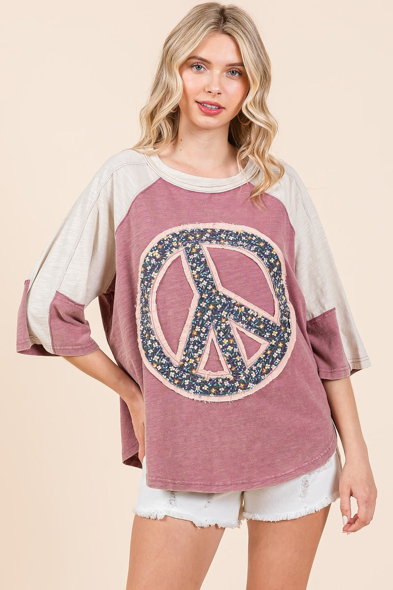 Daisy Peace Sign Patch Top