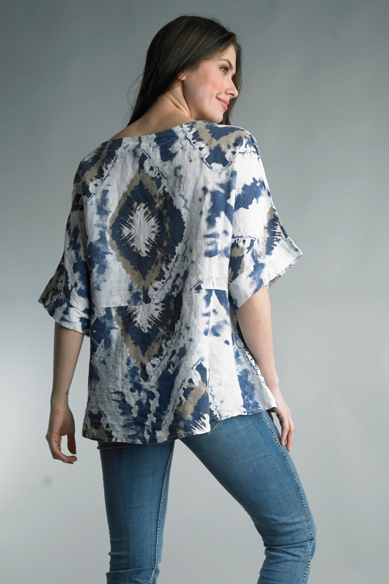 The Emilia Tie Dye Linen Top Italy Collection