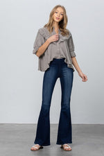 THE SKYE MID-RISE BANDED WIDER FLARE JEANS