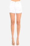 White Destroyed Denim Shorts