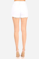 White Destroyed Denim Shorts