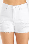 White Destroyed Denim Shorts