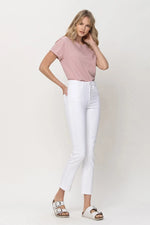 The Jeanne High Rise Slim Straight Leg White Jeans