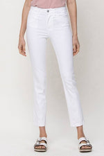 The Jeanne High Rise Slim Straight Leg White Jeans
