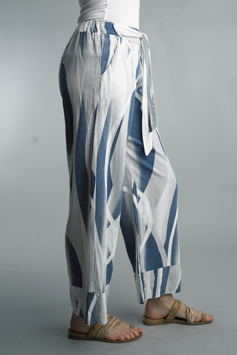 The Lia Print Linen Pant Italy Collection