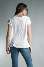 The Luna Fringe Trim Linen Top Italy Collection
