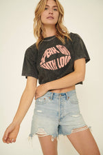 Speak Only with Love Cropped Vintage Graphic Tee