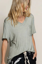 Basic V-neck Top with Pocket by POL